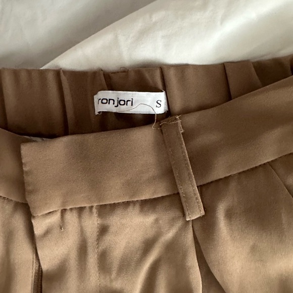 Tronjori Tan Taupe Super Wide-Leg Flowy Women's Pants - Picture 3 of 6